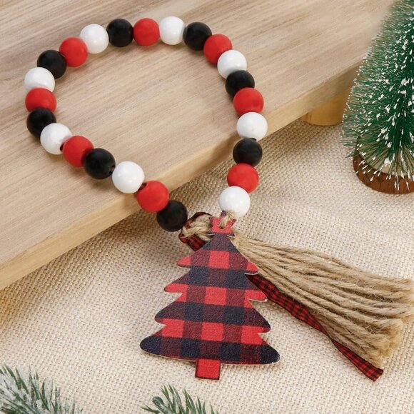 New Believe Merry Christmas Wooden Signs & Buffalo Plaid Gnomes Plush Set Decor - Picture 4 of 6